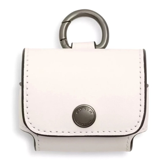 NWT Coach  Large Wireless Earbud Case Chalk  Smooth Leather (Airpods Pro) - Picture 1 of 3
